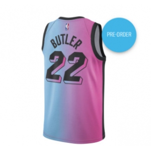Men's Miami Heat #22 Jimmy Butler Swingman Blue Red Basketball Jersey 2020-2021 City Edition