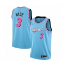 Men's Miami Heat #3 Dwyane Wade Authentic Blue Basketball Jersey - 2019-20 City Edition