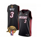 Men's Miami Heat #3 Dwyane Wade Black 2023 Finals Icon Edition With NO.6 Patch Stitched Basketball Jersey