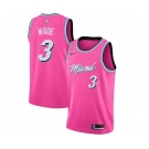 Men's Miami Heat #3 Dwyane Wade Pink Swingman Jersey - Earned Edition