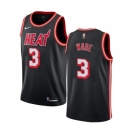 Men's Miami Heat #3 Dwyane Wade Swingman Black Black Fashion Hardwood Classics Basketball Jersey