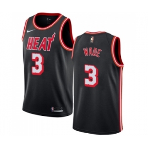 Men's Miami Heat #3 Dwyane Wade Swingman Black Black Fashion Hardwood Classics Basketball Jersey