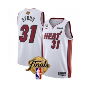 Men's Miami Heat #31 Max Strus White 2023 Finals Association Edition With NO.6 Patch Stitched Basketball Jersey