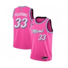 Men's Miami Heat #33 Alonzo Mourning Pink Swingman Jersey - Earned Edition