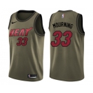 Men's Miami Heat #33 Alonzo Mourning Swingman Green Salute to Service Basketball Jersey