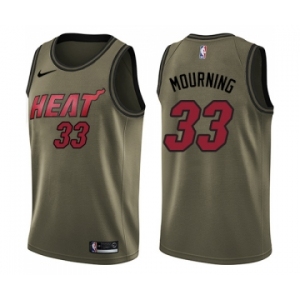 Men's Miami Heat #33 Alonzo Mourning Swingman Green Salute to Service Basketball Jersey