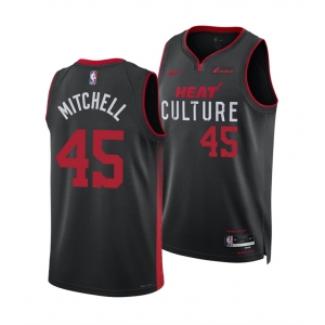 Men's Miami Heat #45 Davion Mitchell Black 2025 City Edition Stitched Basketball Jersey