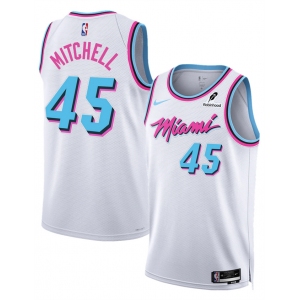 Men's Miami Heat #45 Davion Mitchell White 2025 City Edition Stitched Basketball Jersey