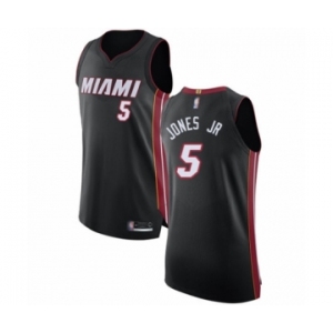 Men's Miami Heat #5 Derrick Jones Jr Authentic Black Basketball Jersey - Icon Edition