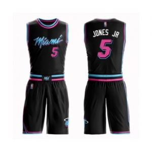 Men's Miami Heat #5 Derrick Jones Jr Authentic Black Basketball Suit Jersey - City Edition