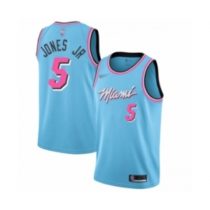 Men's Miami Heat #5 Derrick Jones Jr Authentic Blue Basketball Jersey - 2019-20 City Edition