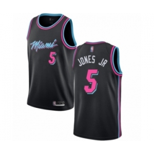 Men's Miami Heat #5 Derrick Jones Jr Swingman Black Basketball Jersey - City Edition