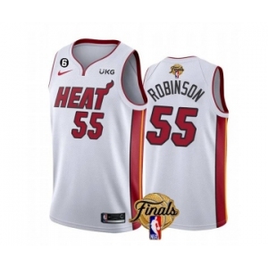 Men's Miami Heat #55 Duncan Robinson White 2023 Finals Association Edition With NO.6 Patch Stitched Basketball Jersey