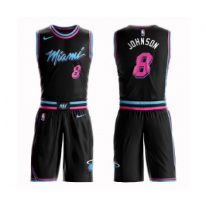 Men's Miami Heat #8 Tyler Johnson Authentic Black Basketball Suit Jersey - City Edition