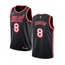 Men's Miami Heat #8 Tyler Johnson Authentic Black Black Fashion Hardwood Classics Basketball Jersey