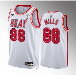 Men's Miami Heat #88 Patrick Mills White Classic Edition Stitched Basketball Jersey