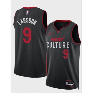 Men's Miami Heat #9 Pelle Larsson Black 2024 Draft City Edition Stitched Basketball Jersey