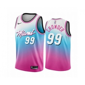 Men's Miami Heat #99 Jae Crowder Blue Pick City Edition New Uniform 2020-21 Stitched Basketball Jersey