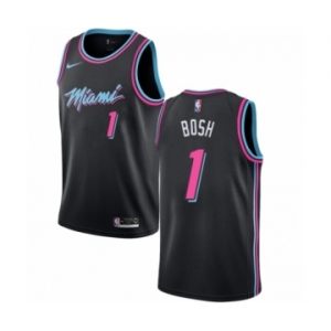 Men's Nike Miami Heat #1 Chris Bosh Swingman Black NBA Jersey - City Edition