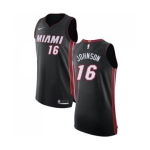 Men's Nike Miami Heat #16 James Johnson Authentic Black Road NBA Jersey - Icon Edition