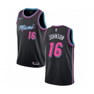 Men's Nike Miami Heat #16 James Johnson Swingman Black NBA Jersey - City Edition