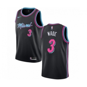 Men's Nike Miami Heat #3 Dwyane Wade Swingman Black NBA Jersey - City Edition