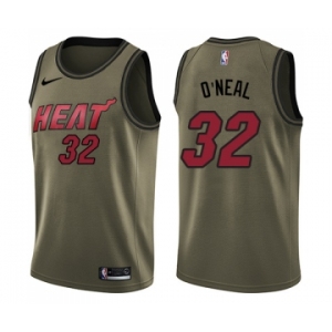 Men's Nike Miami Heat #32 Shaquille O'Neal Swingman Green Salute to Service NBA Jersey