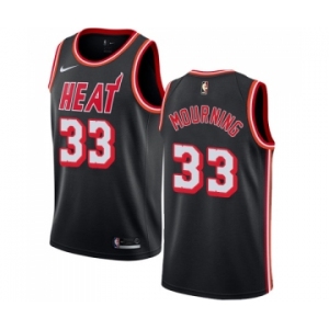 Men's Nike Miami Heat #33 Alonzo Mourning Swingman Black Black Fashion Hardwood Classics NBA Jersey