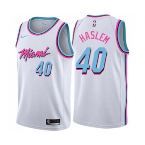 Men's Nike Miami Heat #40 Udonis Haslem Authentic White NBA Jersey - City Edition