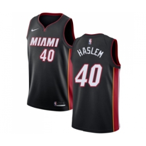 Men's Nike Miami Heat #40 Udonis Haslem Swingman Black Road NBA Jersey - Icon Edition