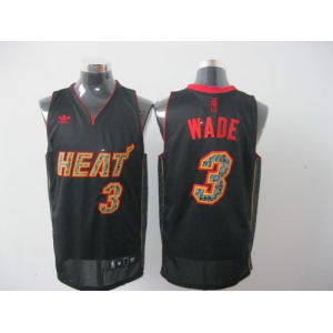 nba miami heat #3 wade black[black orange number][fans edition]