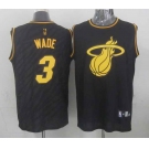 nba miami heat #3 wade black[gold lettering fashion]