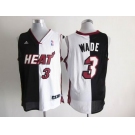 nba miami heat #3 wade white-black[strip][revolution 30 swingman]