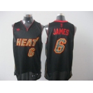 nba miami heat #6 james black[black orange number][fans edition]