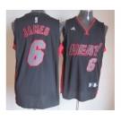 nba miami heat #6 james dark grey[red-grey number]