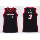 NBA Women Heat #3 Dwyane Wade Black Dress Stitched Jerseys