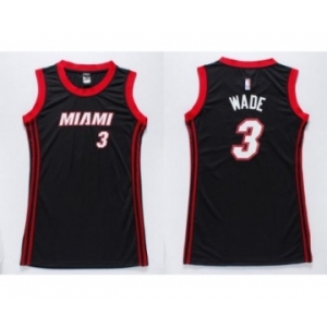 NBA Women Heat #3 Dwyane Wade Black Dress Stitched Jerseys