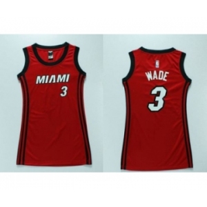 NBA Women Heat #3 Dwyane Wade Red Dress Stitched Jerseys