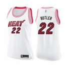 Women's Miami Heat #22 Jimmy Butler Swingman White Pink Fashion Basketball Jersey