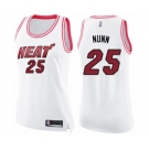 Women's Miami Heat #25 Kendrick Nunn Swingman White Pink Fashion Basketball Jersey