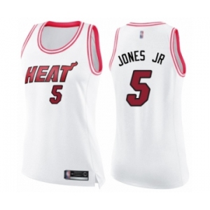 Women's Miami Heat #5 Derrick Jones Jr Swingman White Pink Fashion Basketball Jersey