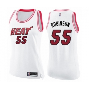 Women's Miami Heat #55 Duncan Robinson Swingman White Pink Fashion Basketball Jersey