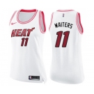 Women's Nike Miami Heat #11 Dion Waiters Swingman White Pink Fashion NBA Jersey