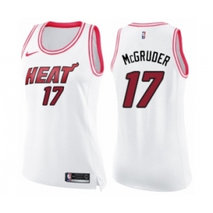 Women's Nike Miami Heat #17 Rodney McGruder Swingman White Pink Fashion NBA Jersey