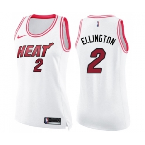 Women's Nike Miami Heat #2 Wayne Ellington Swingman White Pink Fashion NBA Jersey