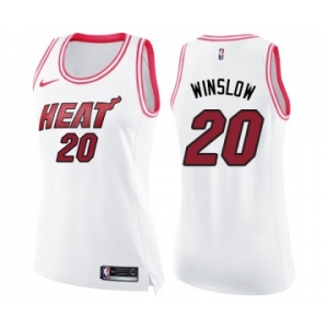 Women's Nike Miami Heat #20 Justise Winslow Swingman White Pink Fashion NBA Jersey