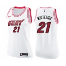 Women's Nike Miami Heat #21 Hassan Whiteside Swingman White Pink Fashion NBA Jersey