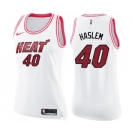 Women's Nike Miami Heat #40 Udonis Haslem Swingman White Pink Fashion NBA Jersey