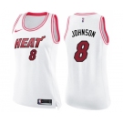 Women's Nike Miami Heat #8 Tyler Johnson Swingman White Pink Fashion NBA Jersey