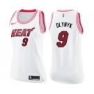 Women's Nike Miami Heat #9 Kelly Olynyk Swingman White Pink Fashion NBA Jersey